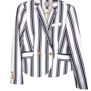 1.STATE / WHITE AND NAVY BLUE PINSTRIPE BLAZER / SIZE S